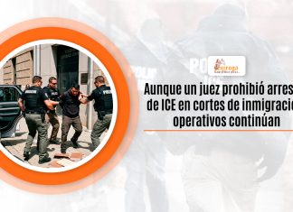 Aunque un sentenciador prohibió valor de ICE en cortes de inmigración, operativos continúan Aunque un sentenciador prohibió valor de ICE en cortes de inmigración, operativos continúan